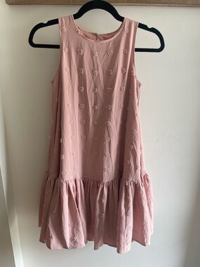 H&M Blush Pink Embroidered Tiered Sundress